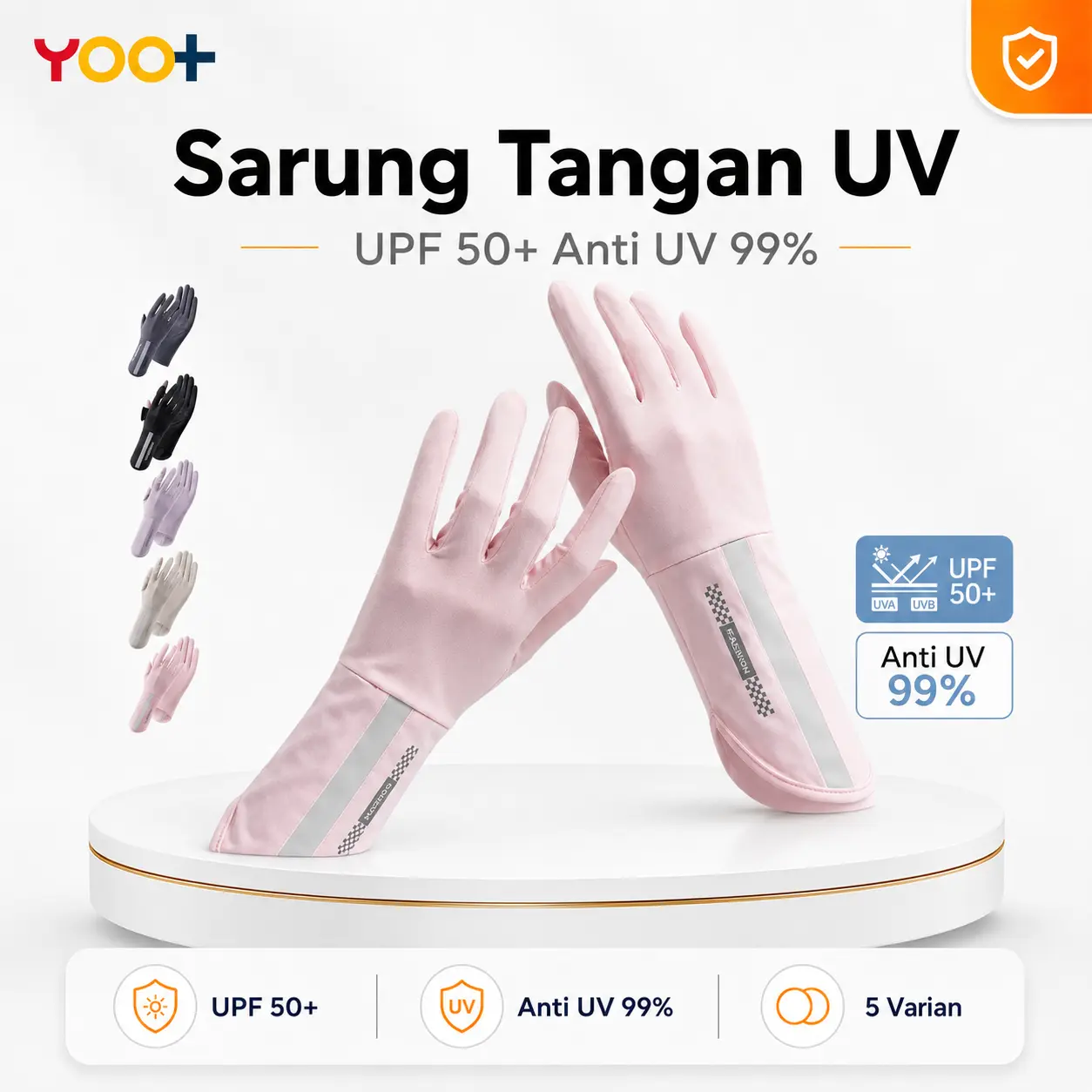 Sarung Tangan Motor Wanita Anti UV Ice Silk Gloves Panjang 28cm, Nyaman, Anti Selip, Layar Sentuh, Anti Air, Half Finger