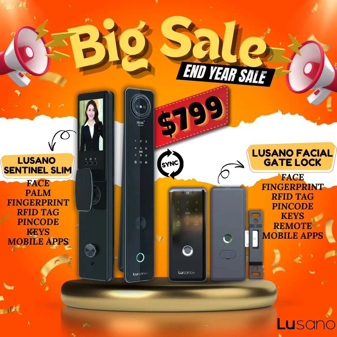 [OFFICIAL STORE] HDB Gate & Door Lusano+ Sentinel Door Lock + Lusano+ Facial Recognition Gate Digital Lock Bundle