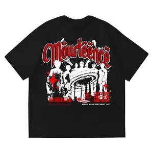 boxy cut Katun 20s Sablon Plastisol Tshirt Mourteence Unisex Baju Hitam Kaos Distro Pria Wanita