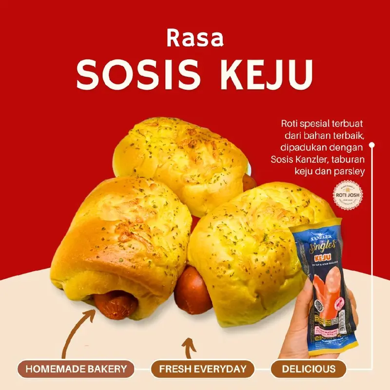 Roti Sosis Kanzler keju - Roti Josh. (pesan sebelum jam 4 sore dikirim besok harinya) 0