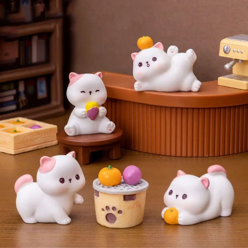 Animal Figurines Cartoon Cat Figurines Miniatures Cute DIY Handicraft Mini Cat Ornament Resin Crafts Kitten Statue Home Office Decor
