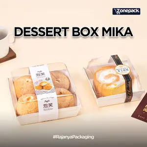 Box Mika Mini Cake Dessert | Box Milk Bunds Bolu Gulung Donut | Paperbox Kotak Roti Burger Cake Brownies Mochi Salad | Kemasan Box Premium Plastik