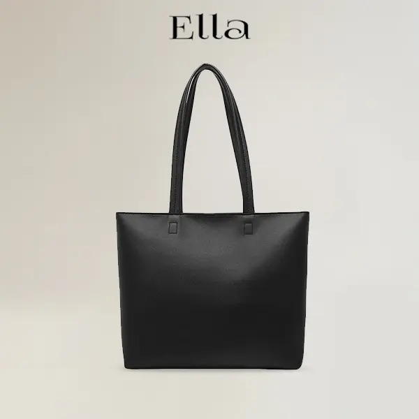 ELLA Fashion Large Capacity Ladies Shoulder Bag Plain PU Leather Tote Bag with Zipper Closure