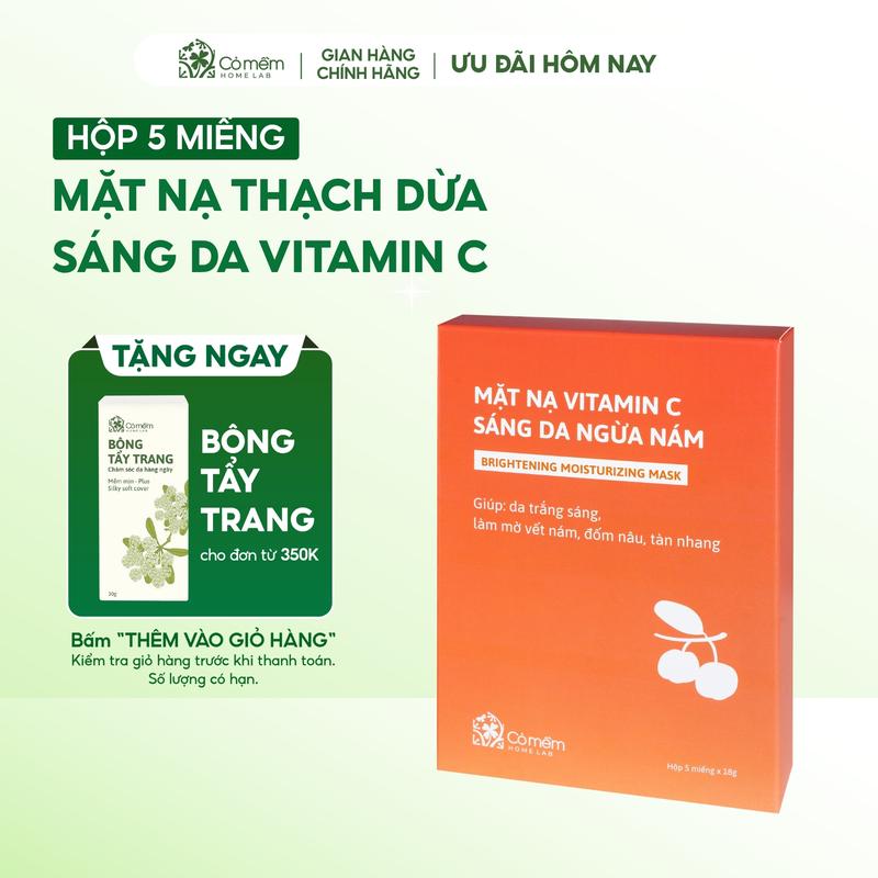 Combo 5 Mặt nạ Vitamin C giúp sáng da ngừa nám Cỏ Mềm 15g