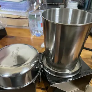 Gelas Lipat Stainless Steel Foldable Cup Carabiner - YL37802 - Silver