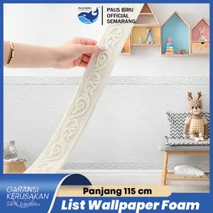 Paus Biru - Wall Border List 1.15 Meter Wallborder Foam 3D List Dinding 3D Profil Moulding Dinding