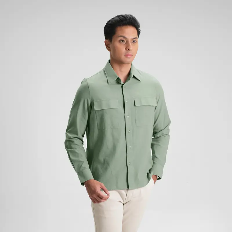 CUTOFF Hudson Double Pocket Workshirt Kemeja Kerja Oxford Polos Pria Panjang 2