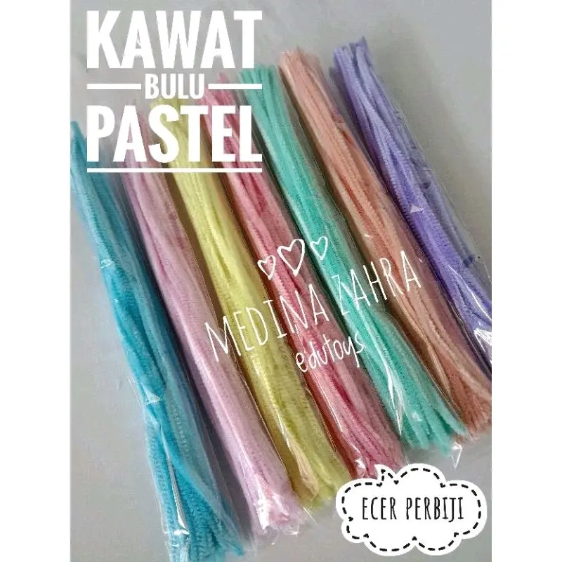 Kawat Bulu Pipe Cleaner Warna Pastel 50 Pcs - Prakarya dan DIY untuk Kerajinan Tangan yang Menarik Rumah benang rajut manik manik