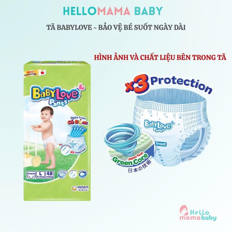 Tã Bỉm Unicharm Baby Love size M,L,XL,XXL -48 cái 1 gói riêng size XXXL 33 cái 1 gói -form bo mông có vạch báo đầy tã mỏng ,sản xuất ở Việt Nam