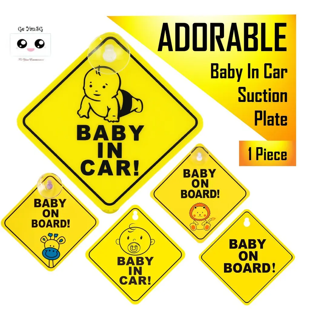 🔰SG SELLER🔰 Baby In Car Sign Baby On Board Safety Badge Suction Cup Window Warning Sticker Decal For Girl Boy