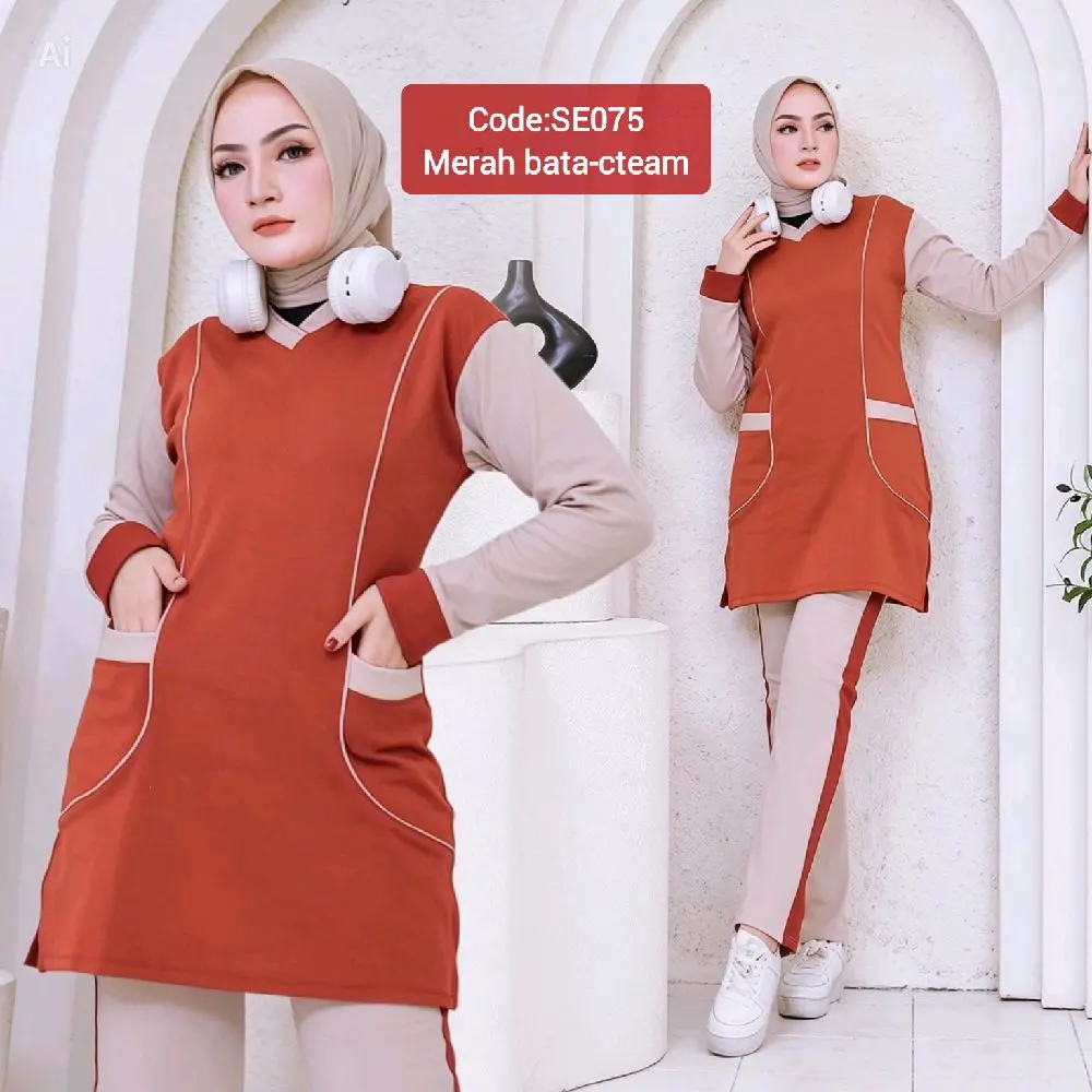 Baju senam perempuan dewasa setelan olahraga cewek muslim ZN SPORT Wanita Celana Panjang Atasan polos