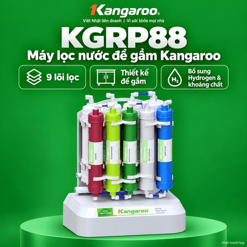 Máy Lọc Nước Để Gầm Kangaroo KGRP88 9 Lõi RO 18L/h Bổ Sung Khoáng Chất Hydrogen