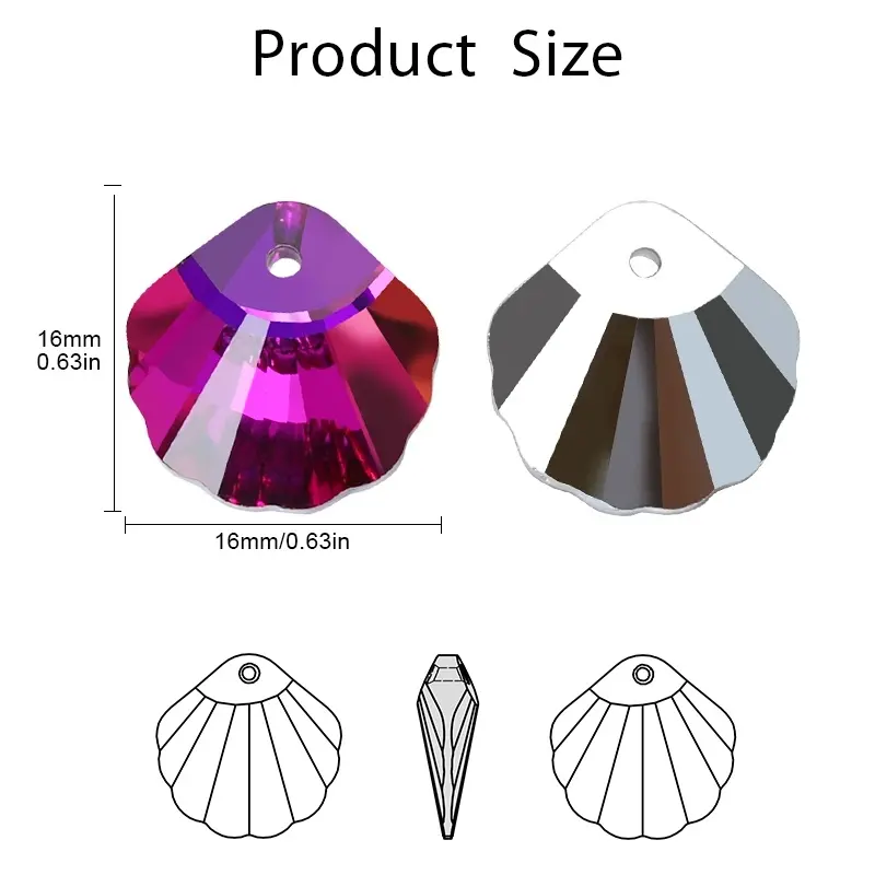 Charm Pha Lê Vỏ Sò, Hạt Trang Sức Rời 14Mm, Mặt Dây Chuyền Đá Quý Kim Cương Giả Thủy Tinh, Để Làm Trang Sức, Đồ Dùng Vòng Cổ Tự Làm, 12 Chiếc 1