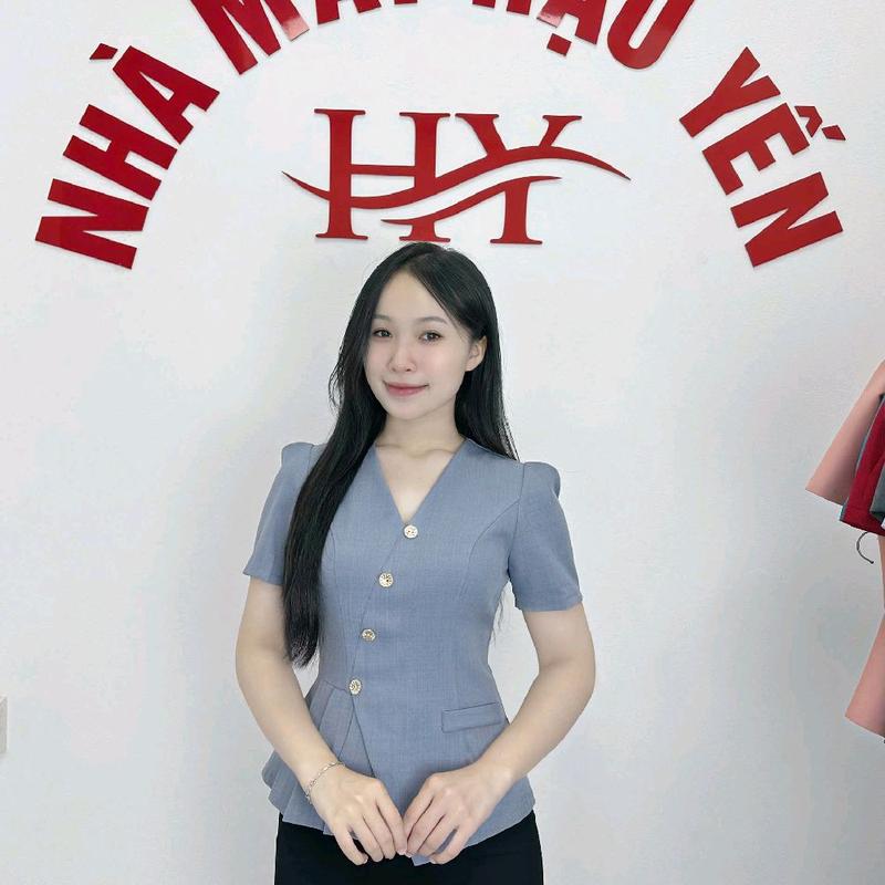 V46 Áo thiết kế nhà may Hậu Yến chất xước thái có độ co giãn nhẹ thấm hút mồ hôi hạn chế nhăn nhàu