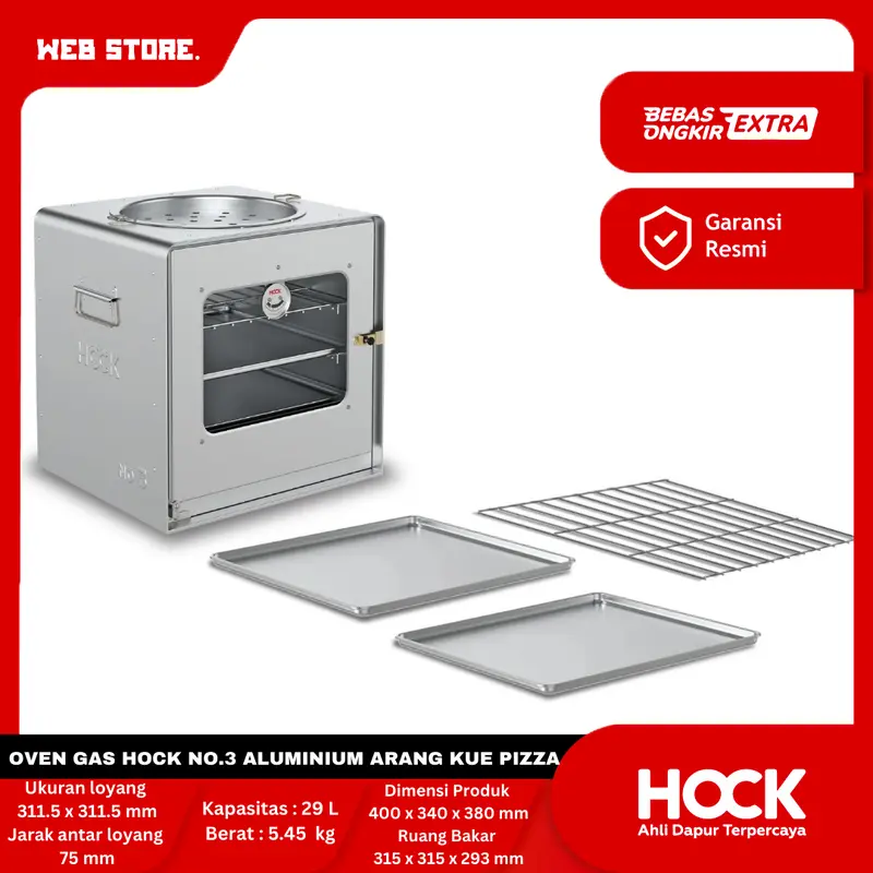HOCK Oven Kompor Gas Tangkring Alumunium No 3 Panggangan Roti Kue Bolu Baking Pizza 3 Susun 0