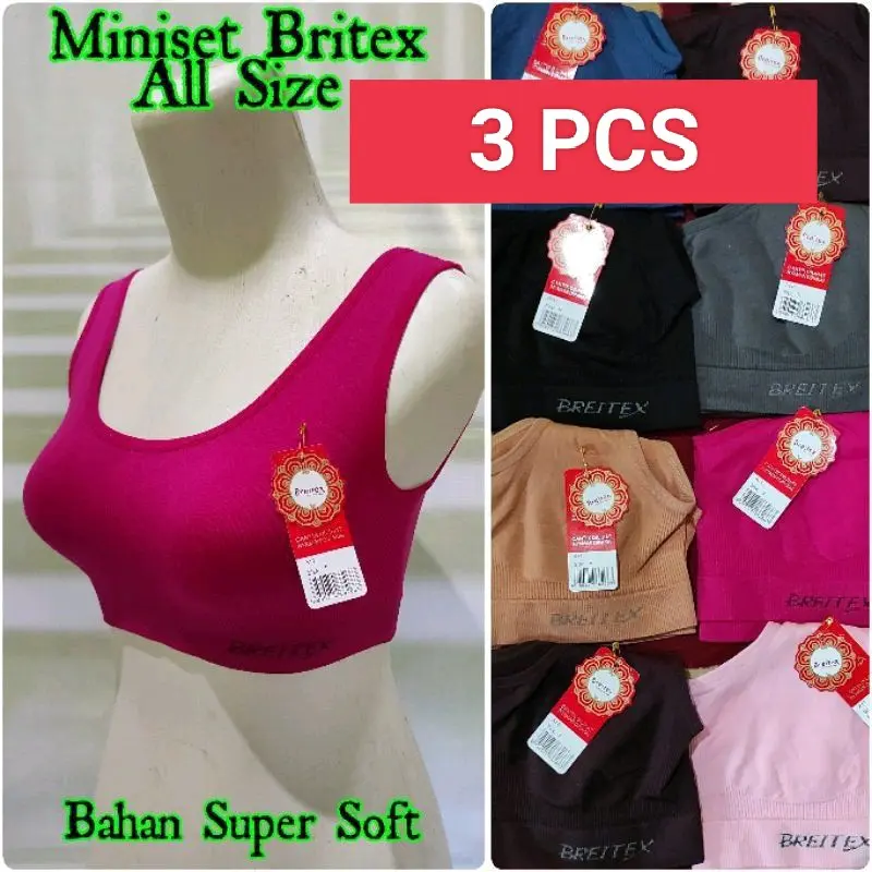 3 pcs miniset rajut breitex jumbo termurah | miniset bra remaja dewasa britex Polos nyaman dipakai Katun Tebal