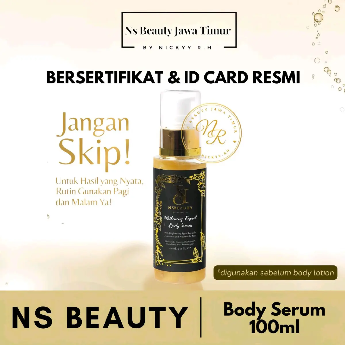 Body Serum Ns Beauty 100ml Mencerahkan Serta Melembabkan Kulit