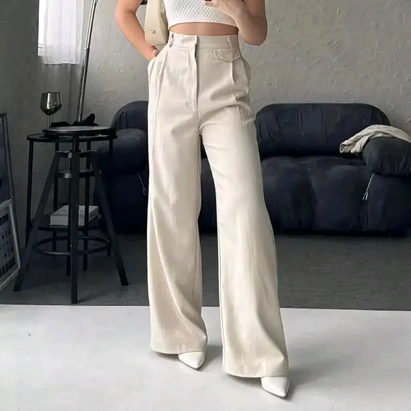 oro pants higwaist-celana panjang kulot wanita bahan loose pants trouser wanita anti kusut 0