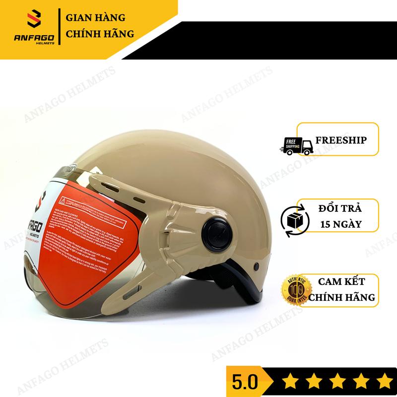 Mũ bảo hiểm nửa đầu có kính Haley ANFAGO Helmet an toàn, thời trang, cá tính, Freesize (vòng đầu 53-58cm) mubaohiem namnu