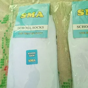 Kaoskaki | 3pasang kaos kaki anak sekolah putih telapak hitam panjang sebetis lembut dan nyaman di gunakan Sd