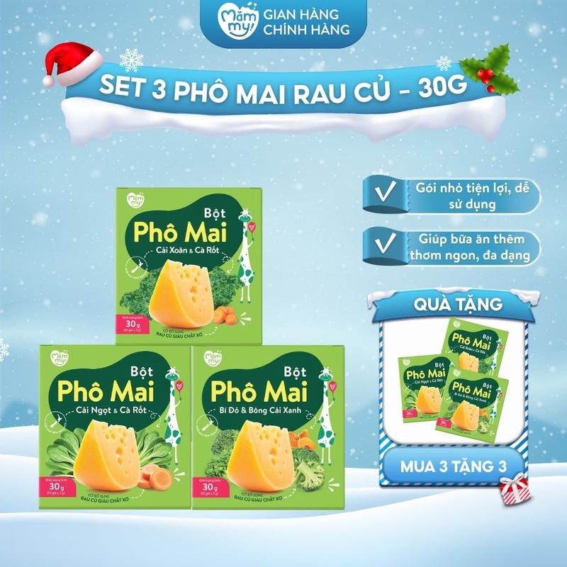   KOC  Combo 3 Hộp Bột Phô Mai Rau Củ MĂMMY Vị  Cải Ngọt Cà Rốt Bí Đỏ Bông Cải Cải Xoăn Cà Rốt  Bổ Sung Vitamin Chất Xơ Cho Bé Từ 6 Tháng  3gr x 10   MUA 3 TẶNG 3  