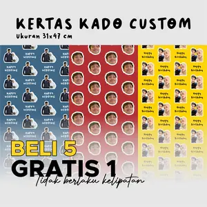 [BUY 5 FREE 1] - Kertas Kado Custom Wajah Ukuran 37 x 41 cm