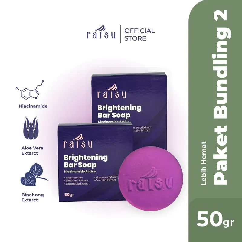 Raisu Brightening Bar Soap - 2pcs Sabun Pencerah Kulit 5