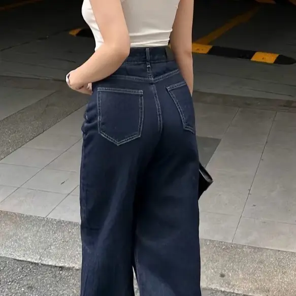 HAP (S-2XL) Quần Jeans suông  màu xanh than chât jeans mềm  P3515 có 2 chiều dài 95cm và 103cm | BigBuy360 - bigbuy360.vn