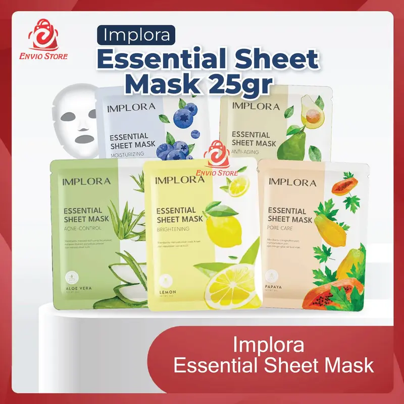 ENVIO - Implora Essential Sheet Mask 25gr - Masker Wajah Melembabkan Anti Aging Acne Control 0