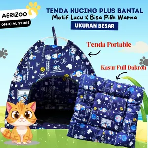 Tenda Kucing Lipat Motif Lucu Bisa Dicuci Beserta Bonus Bantal Untuk Alas Tidur yang Nyaman Ukuran Besar Aerizoo kecil