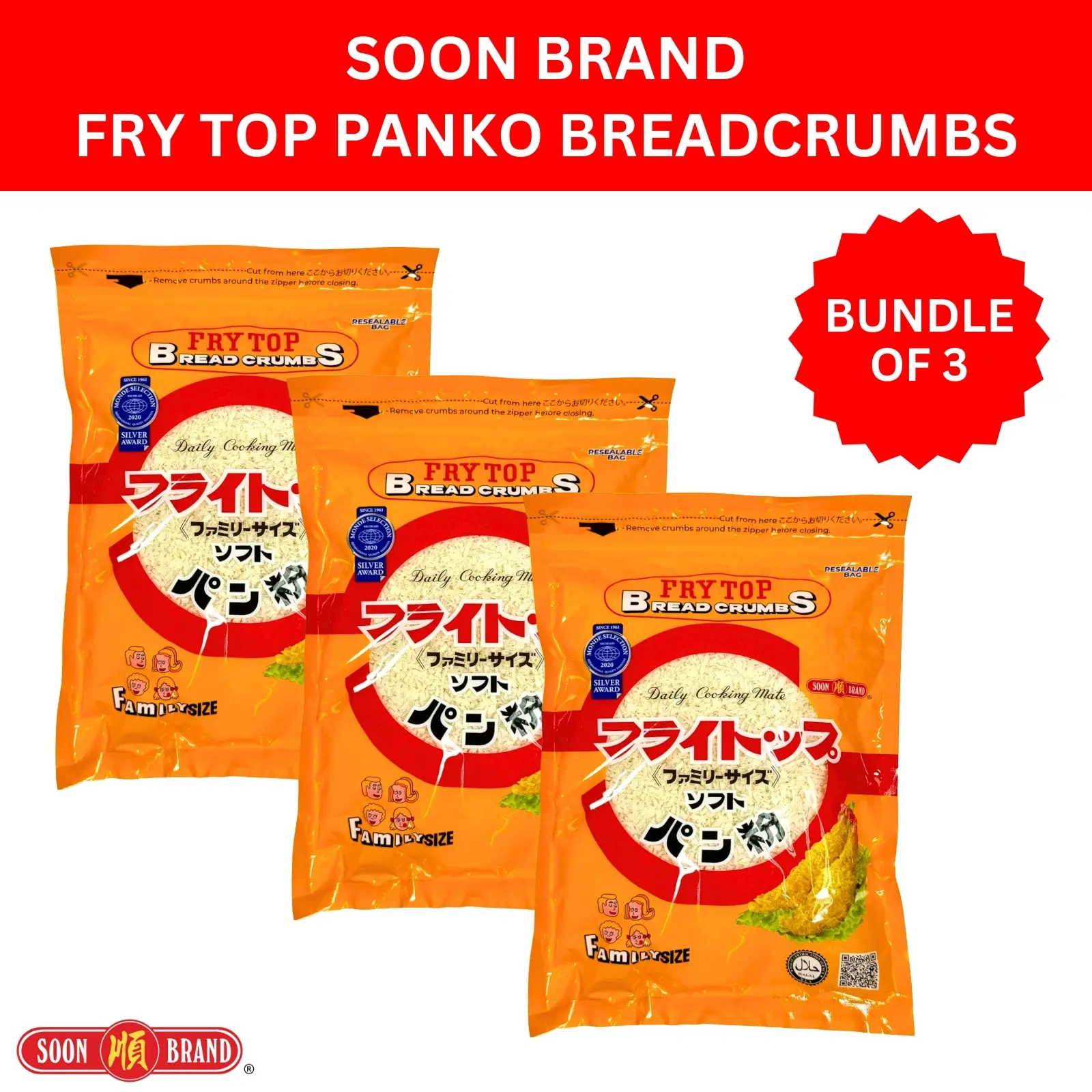 SOON BRAND Fry Top Panko Bread Crumbs for Deep-Fried Food