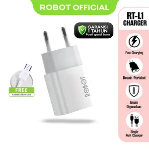 ROBOT RT-L1 Single Port Quick Charging Micro USB Original Adaptor Kabel Gadget Carger Android Garansi 1 Tahun - Bisa COD