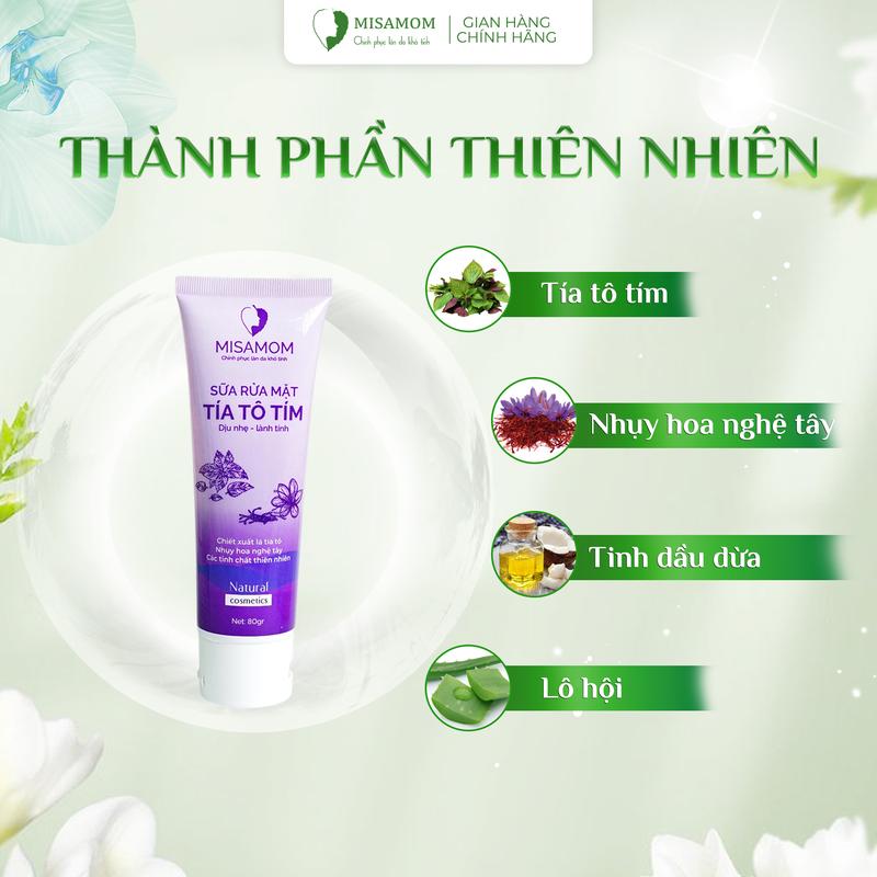 Sữa Rửa Mặt Tía Tô Tím Sạch Sâu Hỗ Trợ Ngăn Ngừa Mụn Ẩm Da Skincare Misamom