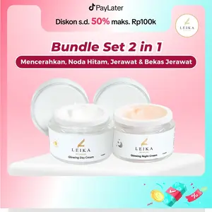 Leika Skincare 2 in 1 Glowing Day Cream & Glowing Night Cream BPOM Halal MUI Mencerahkan Noda Hitam Jerawat dan Bekas Jerawat