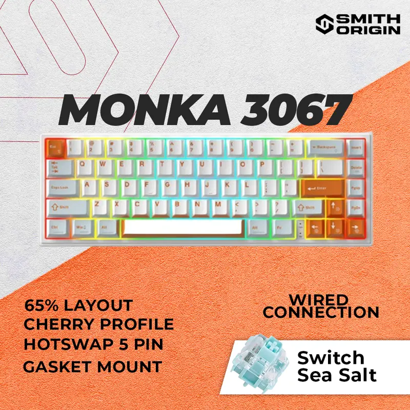 Monka 3067 Wired Gasket Mount Hotswappable Mechanical Keyboard 0