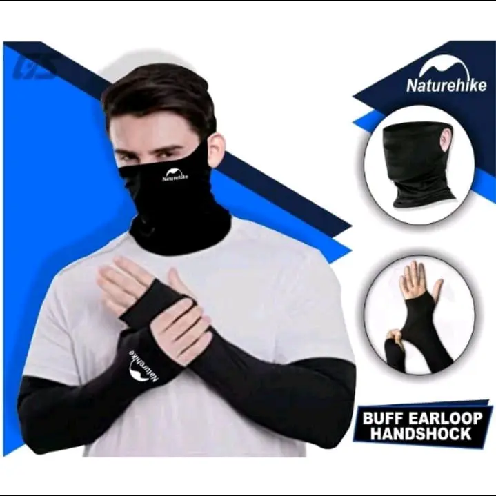 Paket Hemat buff masker Lubang kuping Dan deker tangan jempol pria wanita 3