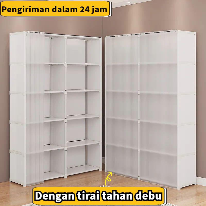 [Pengiriman cepat][Dengan tirai anti debu] Rak penyimpanan rak - Shop ...