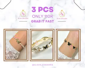 Alisha Aksesoris - Paket Hemat Aksesoris 3pc Bebas Pilih ( Full Titanium ) Anti Karat Perhiasan Wanita