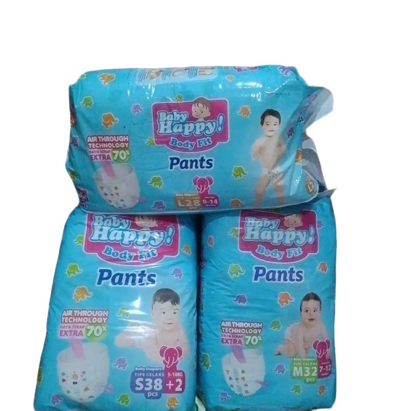 Popok Bayi Baby Happy Pants Siap Kirim Ukuran S, M, L, XL, XXL Size S Isi  38+