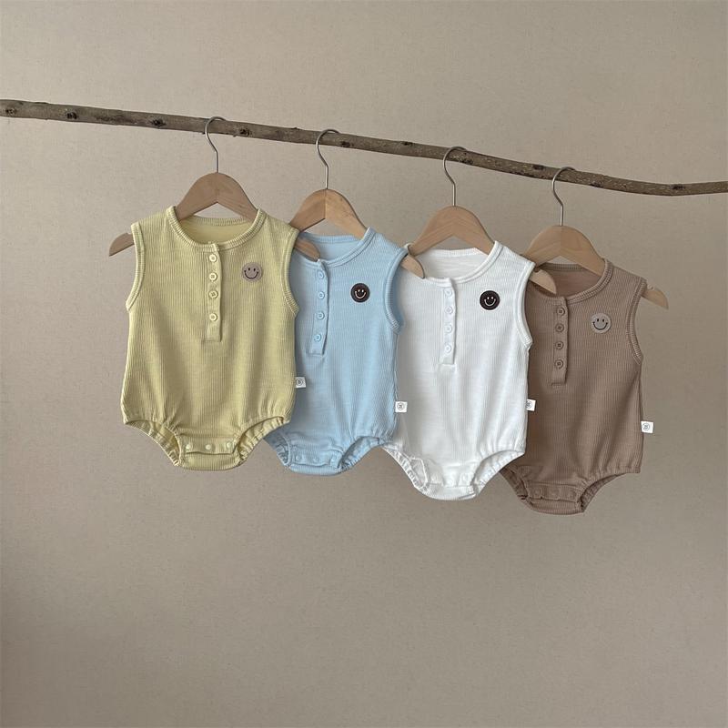 Áo Vest Sơ Sinh, Quần Áo Romper, Mặt Cười, Áo Liền Quần Cotton Không Tay Cho Bé 0-2 Tuổi, Áo Liền Quần Dễ Thương Và Thoải Mái Cho Bé Trai Và Bé Gái Jumpsuit