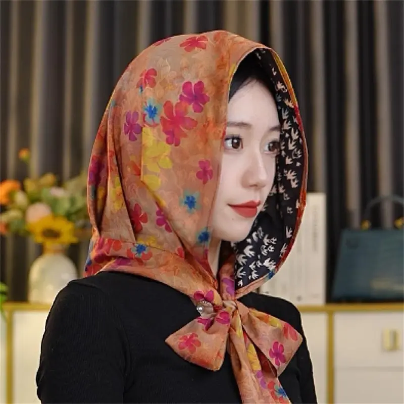 Mũ Khăn Quàng Lụa Chống Nắng Du Lịch, Hàng Mới Về, Sợi Đám Mây Thơm Giả, Hoa Hai Mặt, Đa Năng, Khăn Quàng Cổ Đội Đầu Cho Nữ 3