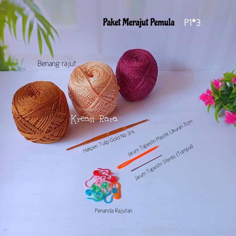 Paket merajut pemula/alat rajut lengkap 1 set/jarum/benang/yarn/crochet/P1*3 Paket merajut pemula/alat rajut lengkap 1 set/jarum/benang/yarn/crochet/P1*3