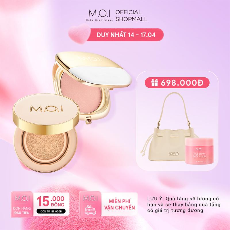 Bộ đôi Mỹ Phẩm Phiên bản mùa lễ hội  Phấn nước M.O.I Cosmetic Premium Baby Skin Cushion và Phấn má hồng M.O.I