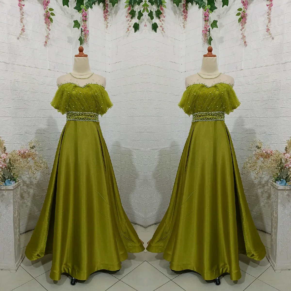 Longdress Princess satin premium Full payet Swarosvki