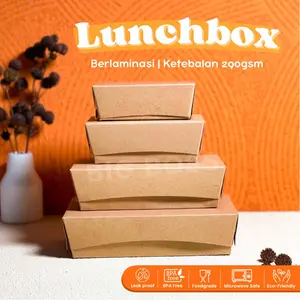 Lunch Box Paper Kraft Coklat Laminasi Ukuran S/M/L Tebal 290gsm