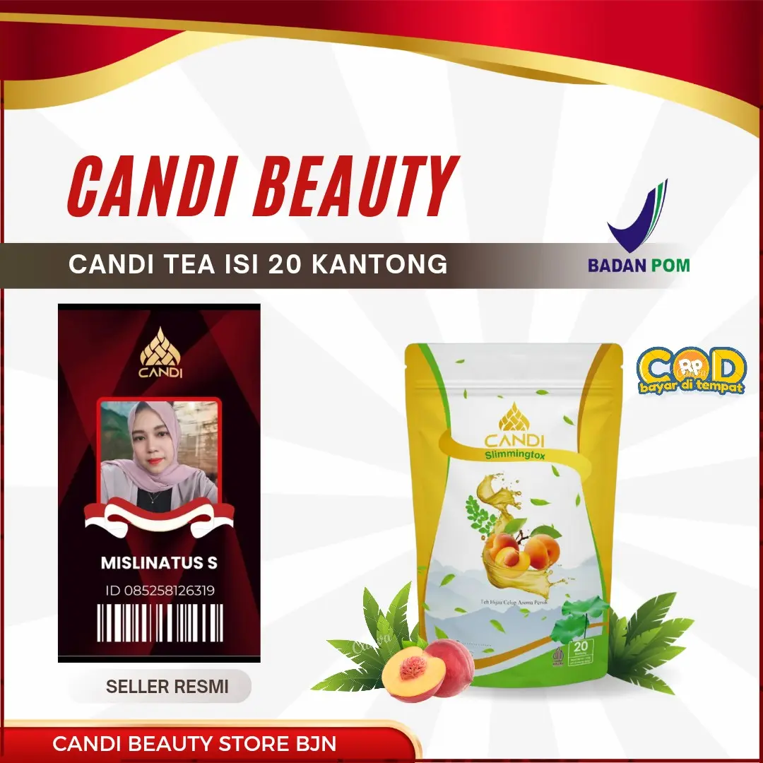 CANDI TEA ISI 20 teh rasa buah persik dari candibeauty Tea