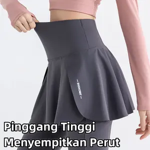 Rok Legging Yoga Jumbo Wanita Celana Rok Olahraga Cewek Big Size Nyaman Modis untuk Sport Senam Zumba Jogging Pilates Aerobik 2in1 Muslimah High Waist Slim Fit Super Elastis Ringan Adem Multifungsi