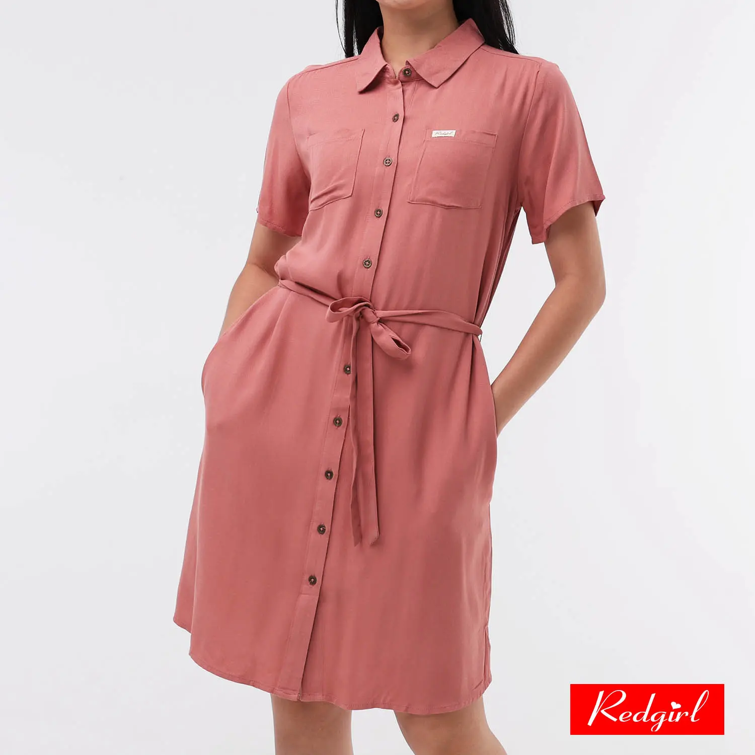 Red Girl Short Slvs. W/ Collar Dress RSLT08-0265