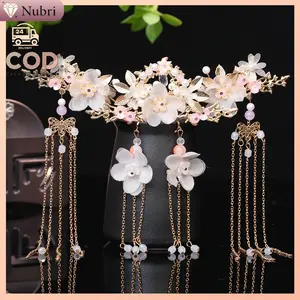 Nubri COD HuanZhu Paket Hairpiece Tusuk Konde Sesuai Gambar Sanggul Wedding Sangjit Hiasan Rambut Pesta Pengantin Headpiece Jewellery Dekorasi Pertukaran Klasik