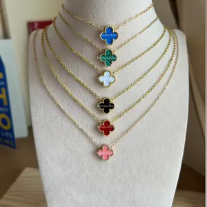 Swarna Jewelry Kalung Model Bunga 1 Mewah Elegan Titanium Tahan Karat Cocok untuk Berbagai Acara Hitam Putih Maroon Hijau Biru